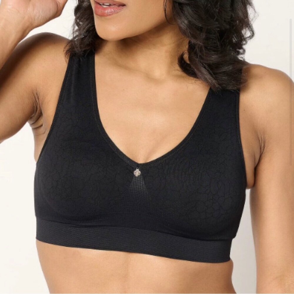 Breezies 2 Cool Comfort Wirefree Seamless Contour Bras Vanilla and Black XL NWT - Picture 2 of 11